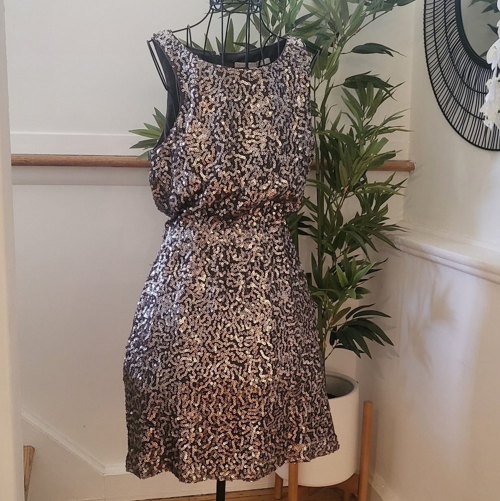 WONDERLAND Tan and Gold Halter Sundress for Cocktail